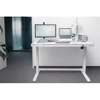 DIGITUS Biurko elektryczne z regulacją wysokości 120x60x12cm z USB białe