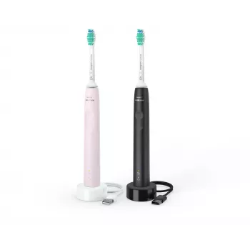 Philips Sonicare 3100 series 3100 series HX3675/15 2-pak soniczne szczoteczki elektryczne - czarno-różowe