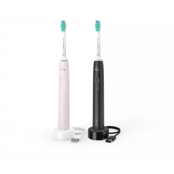 Philips Sonicare 3100 series 3100 series HX3675/15 2-pak soniczne szczoteczki elektryczne - czarno-różowe