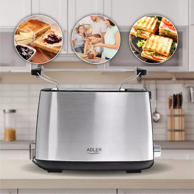 Adler AD 3214 toster, 2 otwory, stal nierdzewna, 750 W