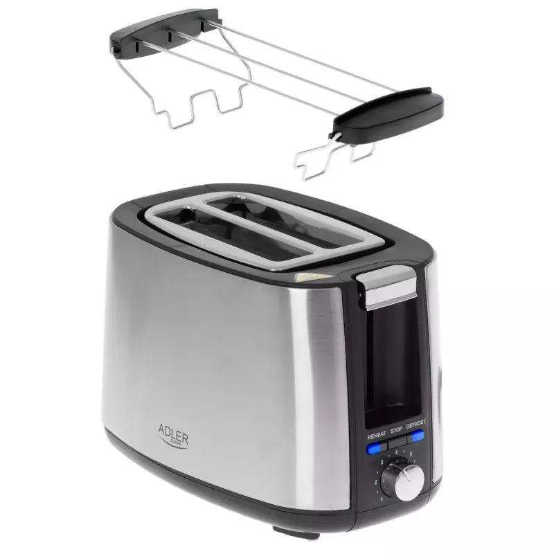 Adler AD 3214 toster, 2 otwory, stal nierdzewna, 750 W