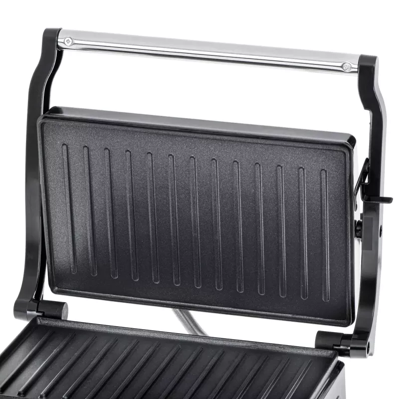 Grill kontaktowy Adler AD 3052 prostokątny stal/czarny, 1200 W, ruszt, blokowana pokrywa