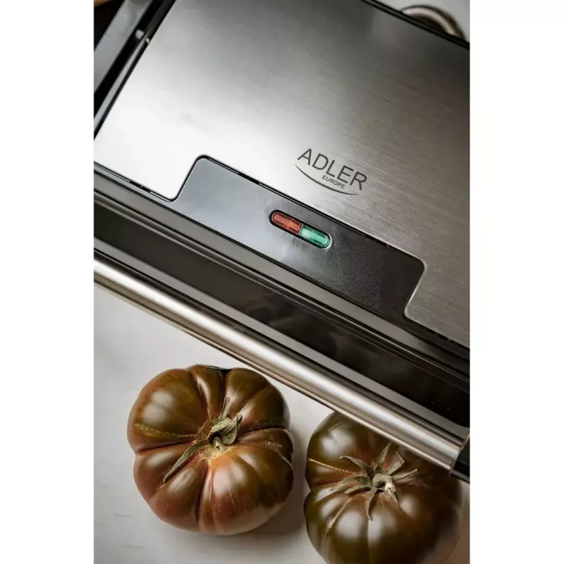 Grill kontaktowy Adler AD 3052 prostokątny stal/czarny, 1200 W, ruszt, blokowana pokrywa