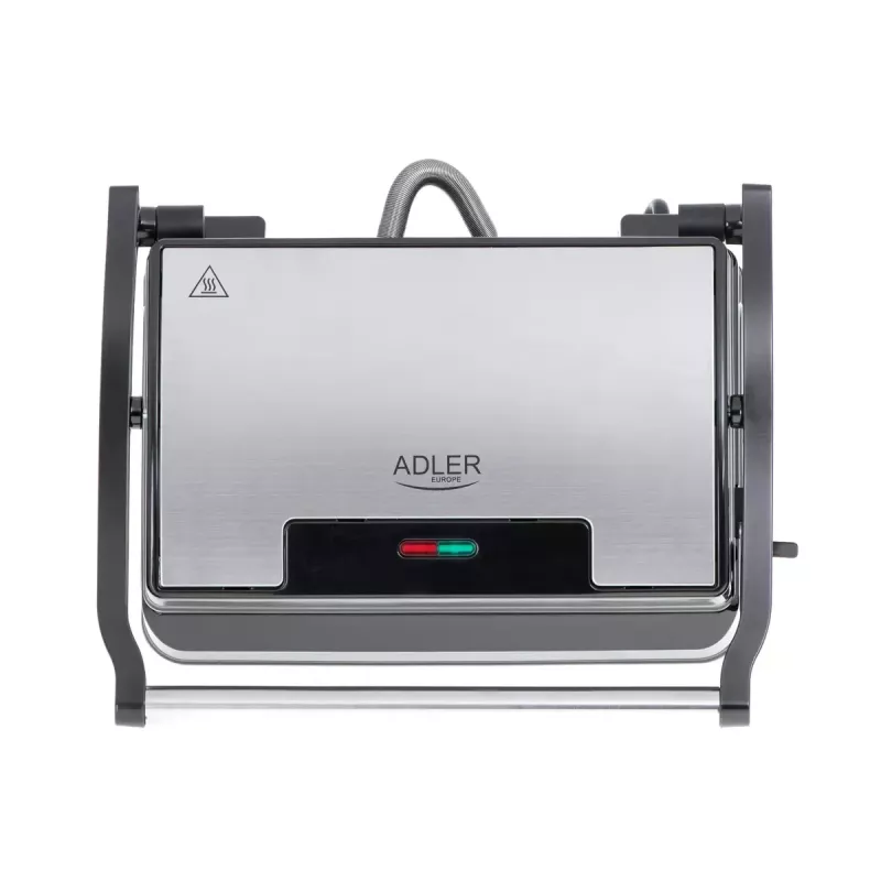 Grill kontaktowy Adler AD 3052 prostokątny stal/czarny, 1200 W, ruszt, blokowana pokrywa