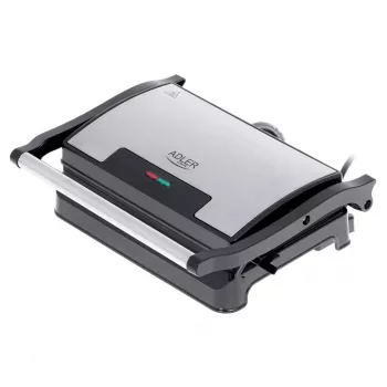 Grill kontaktowy Adler AD 3052 prostokątny stal/czarny, 1200 W, ruszt, blokowana pokrywa