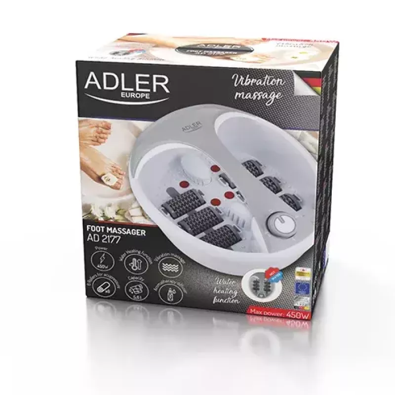 Wanna do stóp Adler AD 2177 — masażer do stóp na podczerwień z ciepłem, wibracją, bąbelkami, 450 W, zbiornik 5,6 L, ergonomiczny uchwyt
