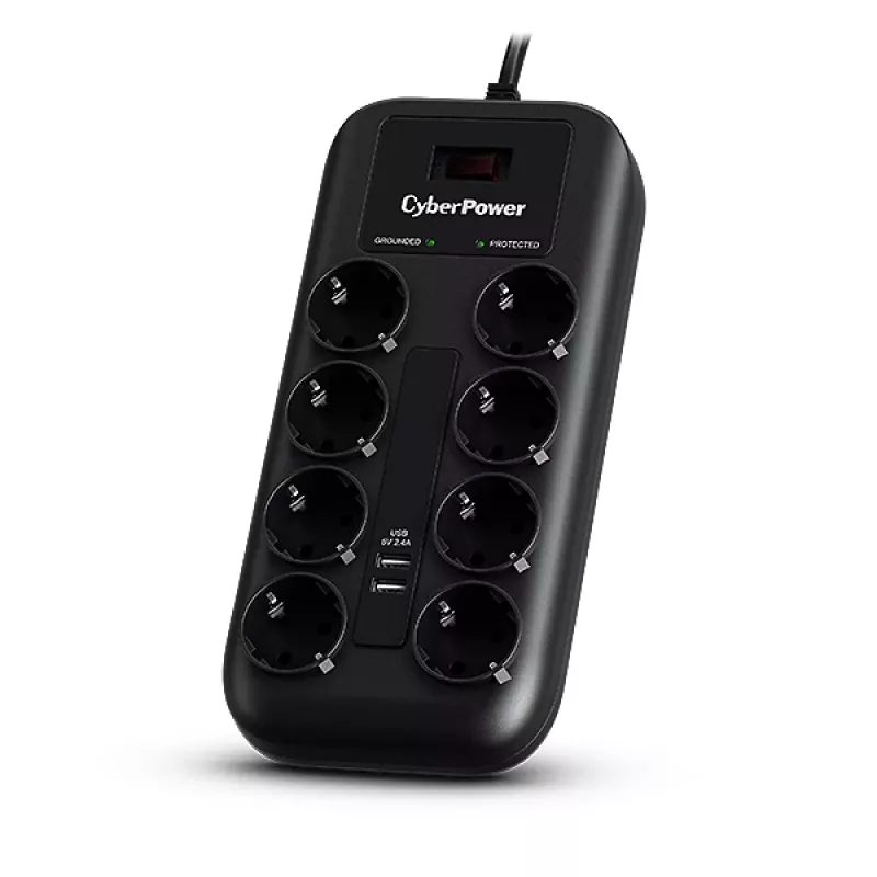 CyberPower P0820SUF0-DE ochronnik przeciwprzepięciowy Czarny 8 gniazd AC 200 - 250 V 1.8 m