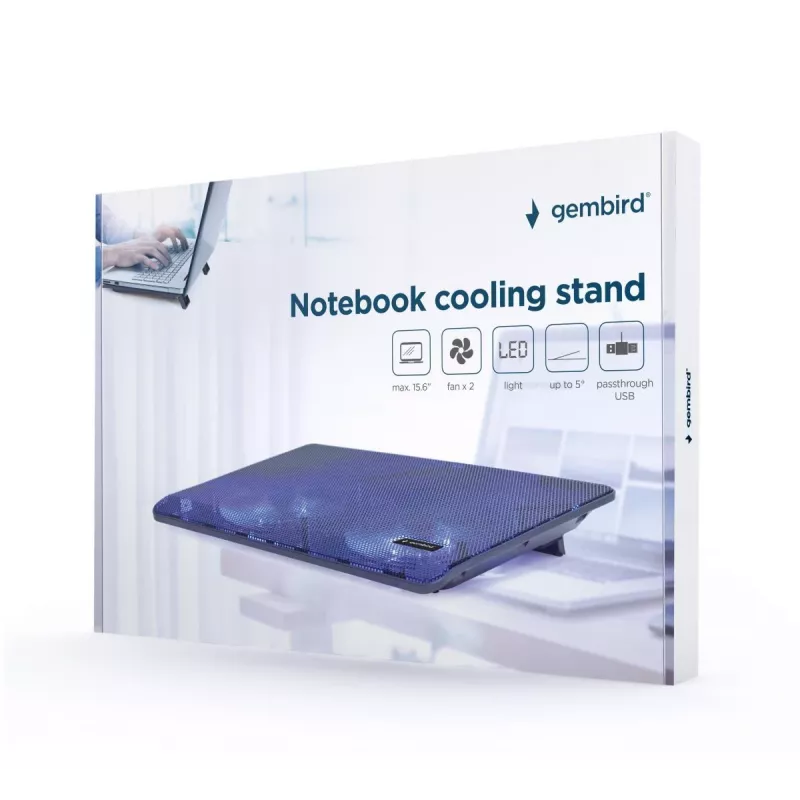 GEMBIRD Notebook 15.6in Cooling Stand, Compact Dual-Fan - Czarny