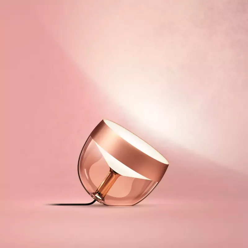 Inteligentna lampa stołowa Philips Hue Iris edycja specjalna miedziana — 1 żarówka, Bluetooth i Zigbee, 100–240V, kabel 2m
