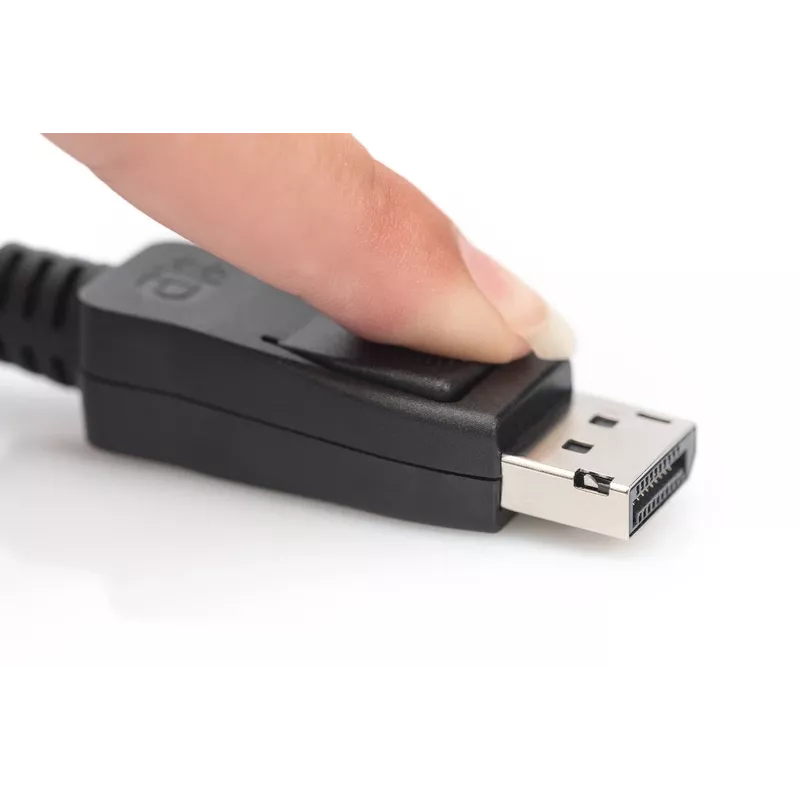 Kabel połączeniowy DIGITUS DisplayPort, DP M/M, 3m z zatrzaskiem, Ultra HD 8K, wersja 1.3/1.4, czarny