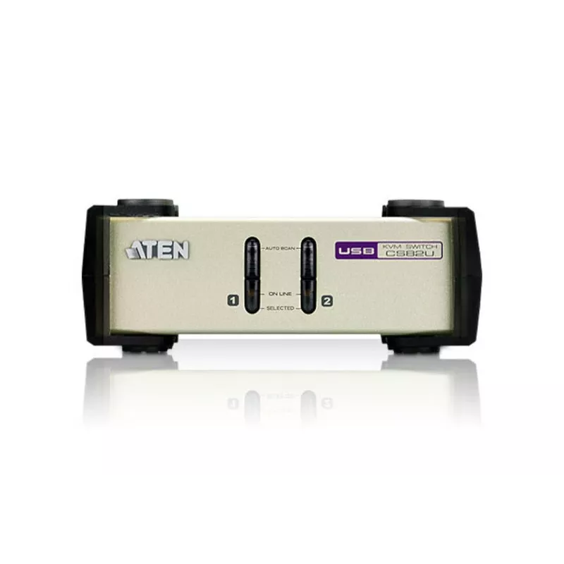 ATEN 2-portowy przełącznik KVM USB - PS/2 VGA (w zestawie kable KVM), 2048 x 1536 pikseli, QXGA, 0,72 W, Jasnoszary