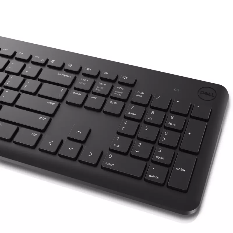 Zestaw klawiatury i myszy bezprzewodowej Dell KM3322W — Pełnowymiarowa QWERTY, bezprzewodowa RF, czarna, do biura
