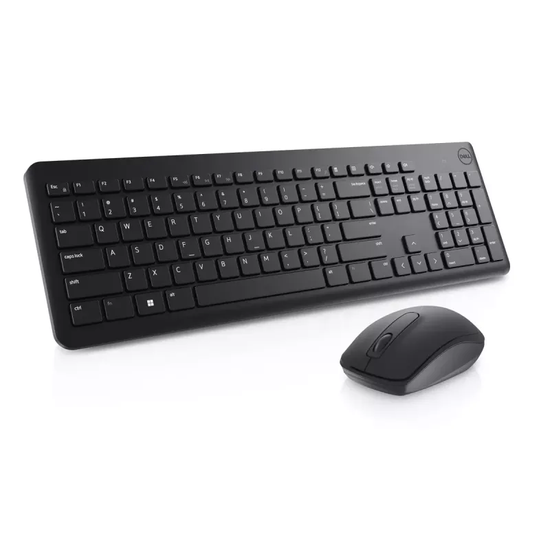 Zestaw klawiatury i myszy bezprzewodowej Dell KM3322W — Pełnowymiarowa QWERTY, bezprzewodowa RF, czarna, do biura
