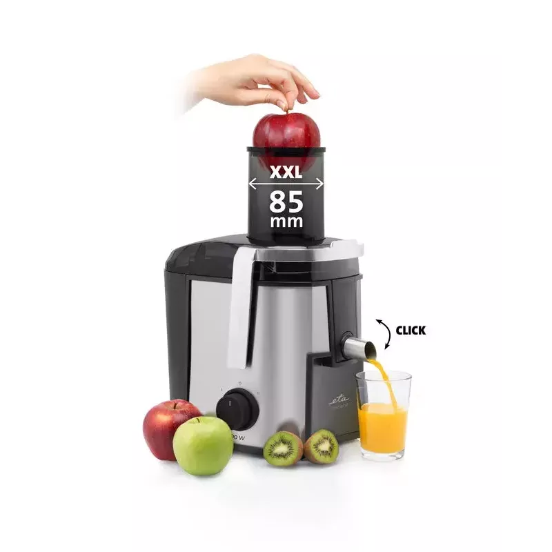 Wyciskarka wolnoobrotowa ETA Fresher II 800 W, pojemnik na sok 0,8 l, czarny/stal nierdzewna