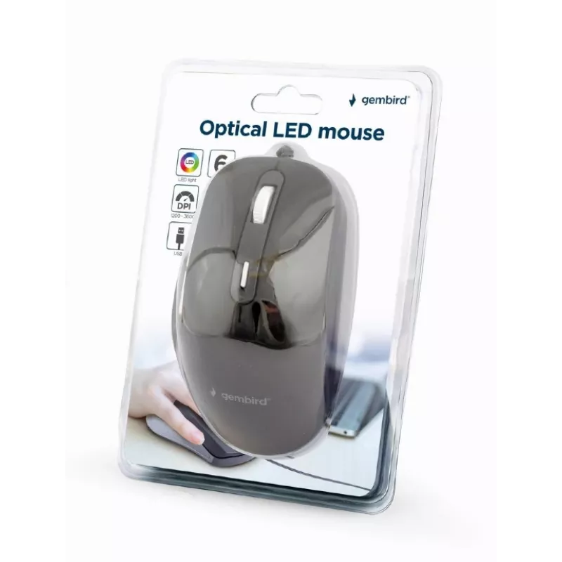 Mysz optyczna LED GEMBIRD MUS-6B-02 przewodowa USB - 6 przycisków kółko czarna