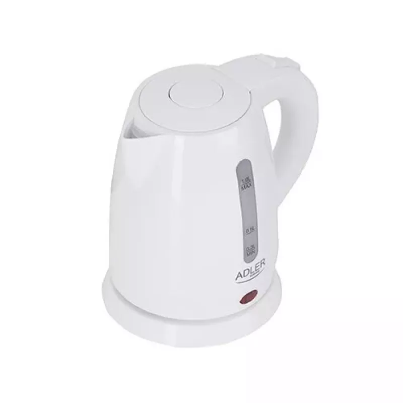 Czajnik elektryczny Adler AD 1272 — 1 L, 1600 W, orzechowy biały, sterowanie przyciskami, filtr przeciwwapienny