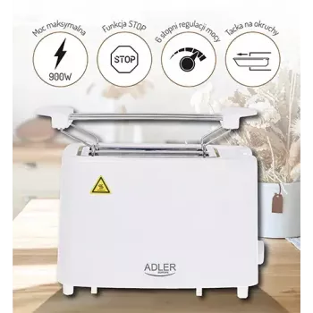 Mini piekarnik Adler AD 3223 2 kromki 750 W Biały