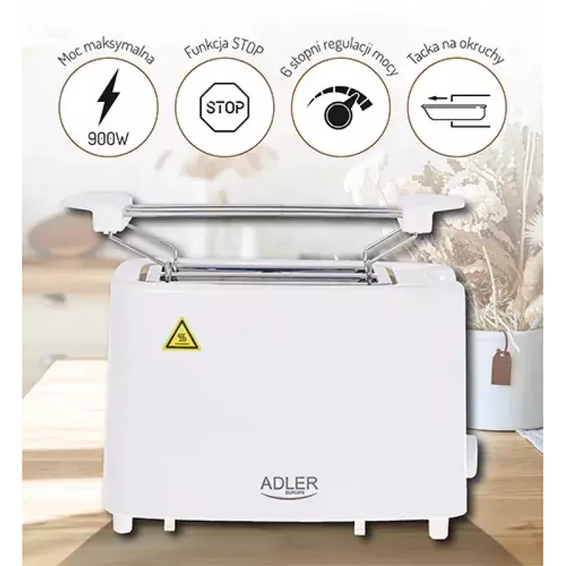Mini piekarnik Adler AD 3223 2 kromki 750 W Biały