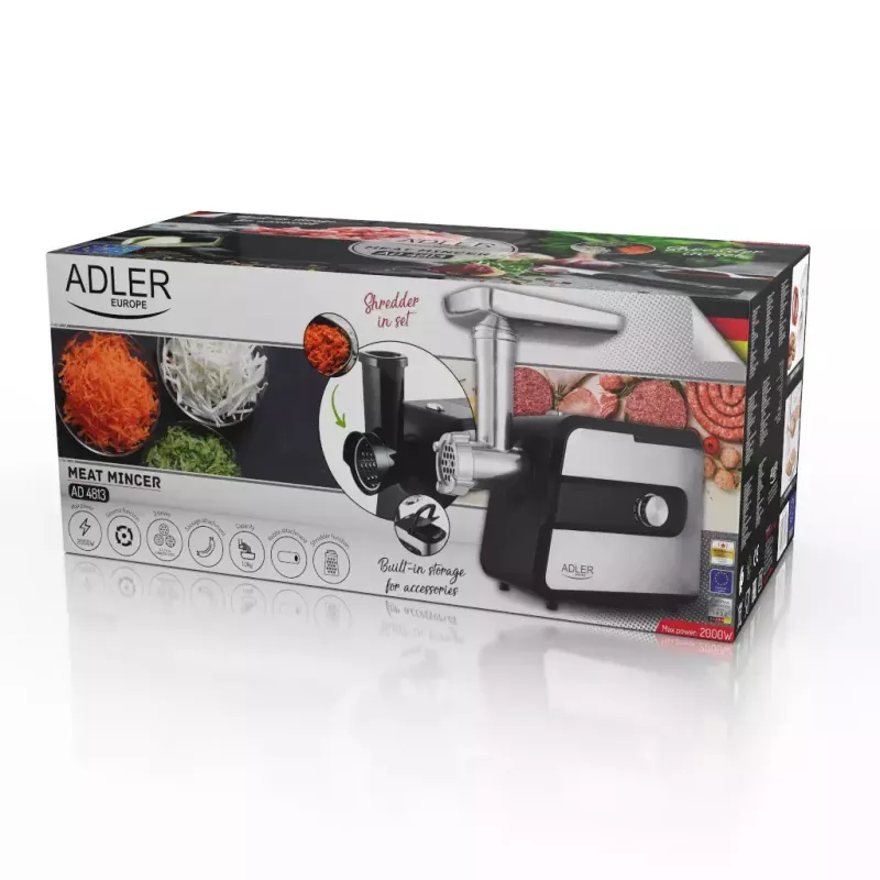 Maszynka do mięsa Adler AD 4813 2000 W Czarny Srebrny