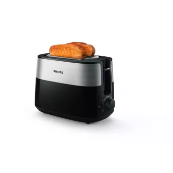 Mini piekarnik Philips HD2516/90 Daily Collection — 2-kromkowy, 830 W, 8 poziomów przyrumienienia, rozmrażanie, wyjmowana tacka na okruchy