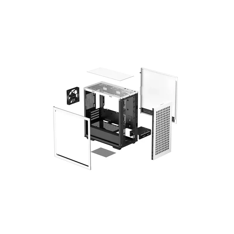 Obudowa PC DeepCool CH370 WH Mini Tower — Biała, micro ATX/Mini-ITX, hartowane szkło, wentylatory RGB, 2x zatoki 3,5 cala, 3x zatoki 2,5 cala, GPU do 320 mm