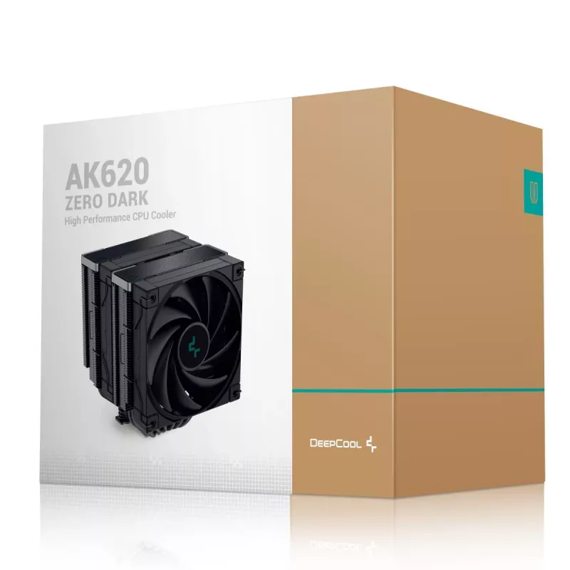 Chłodnica powietrza DeepCool AK620 ZERO DARK 12 cm Czarny, 6 rurek cieplnych, 2x120 mm wentylatory PWM, TDP 260 W, Wysokość 160 mm