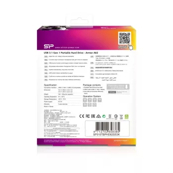 SILICON POWER Portable HDD USB 3.2 Gen 1 Armor - A62 1TB Czarny Moq-36