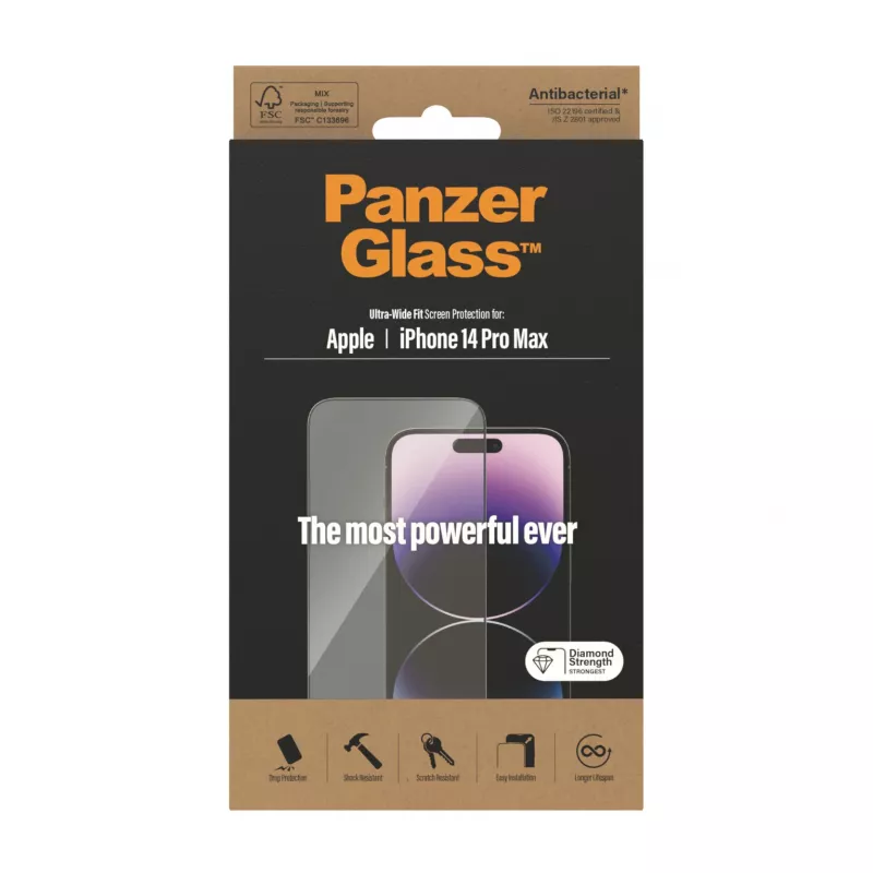 Szkło ochronne PanzerGlass Apple iPhone 14 Pro Max Ultra-Wide Fit odporne na zarysowania i wstrząsy