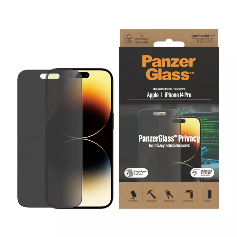PanzerGlass ® Privacy Screen Protector iPhone 14 Pro | Ultra-Wide Fit z EasyAligner