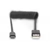 Digitus USB 2.0 USB A do USB C spiralny kabel 1m 0,48 Gbit/s czarny