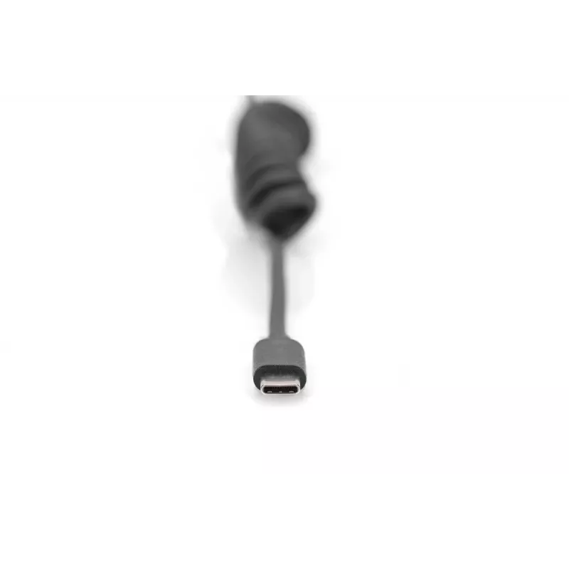 Digitus USB 2.0 USB A do USB C spiralny kabel 1m 0,48 Gbit/s czarny