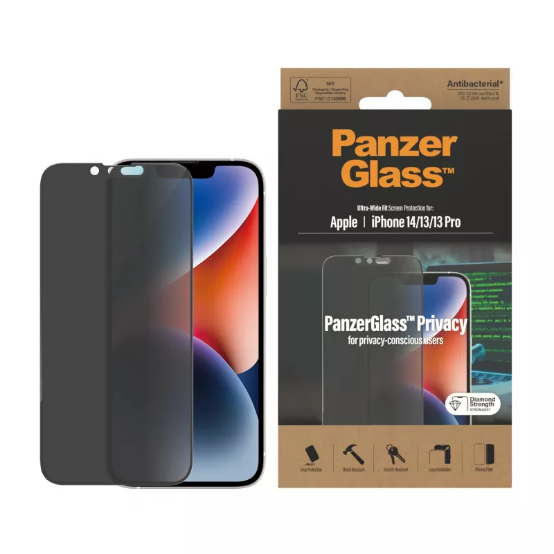 Folia ochronna prywatyzująca PanzerGlass Apple iPhone 14 13 13 Pro odporna na zarysowania i wstrząsy