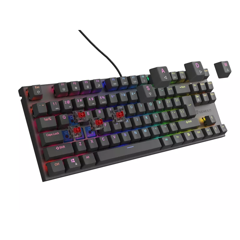 Klawiatura gamingowa GENESIS Thor 303 TKL USB QWERTY Czarna RGB LED