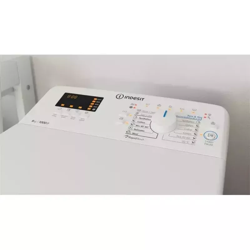 Pralka ładowana od góry INDESIT BTW S60400 EU/N — 6 kg, 1000 obr./min, klasa energetyczna C, biała