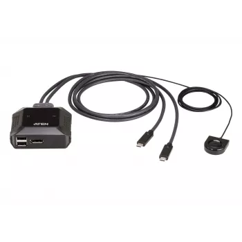 Przełącznik KVM ATEN 2-portowy USB-C 4K DisplayPort z pilotem zdalnego wyboru portu