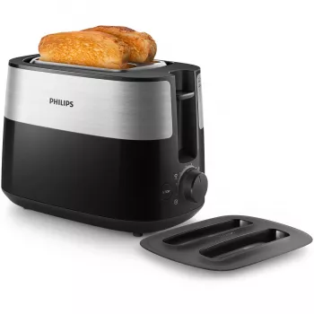 Philips Daily Collection HD2517/90 toster, 2 otwory, 830 W, czarny/srebrny