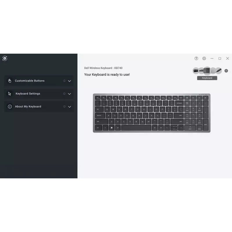 Klawiatura DELL KB740 Office RF Bezprzewodowa + Bluetooth QWERTY US International Szaro-Czarna
