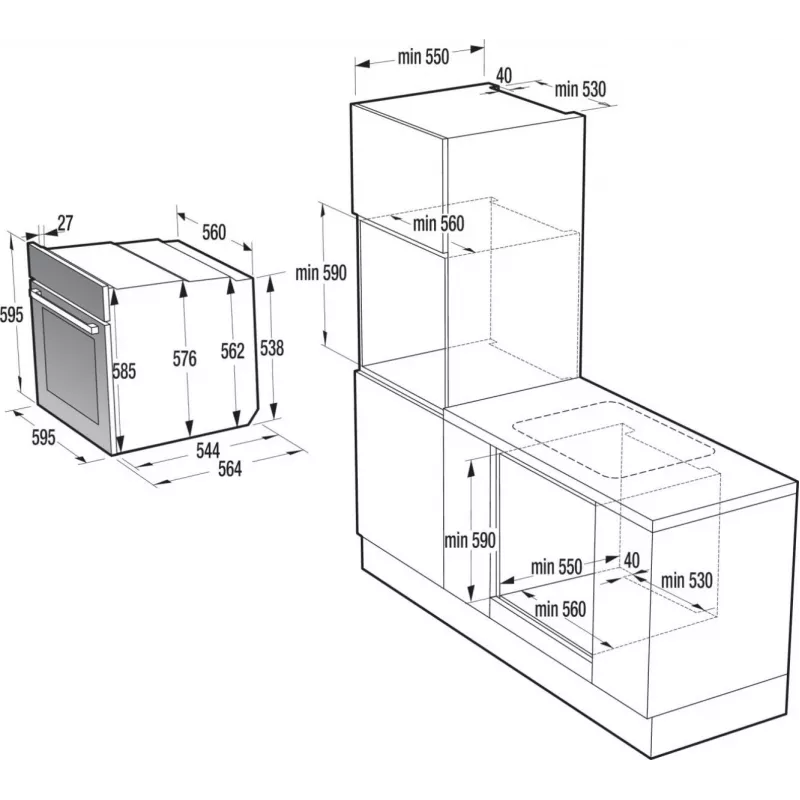 Gorenje BO3CO4L02 1 BOS67371CLB PL_ILCL, Duży, Elektryczny, 77 L, 2300 W, 77 L, 2300 W