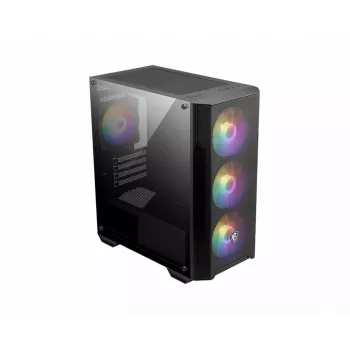 Obudowa PC MSI MAG FORGE M100A Micro Tower Czarna z hartowanym szkłem, 3x120mm przednie wentylatory, RGB, microATX/Mini‑ITX