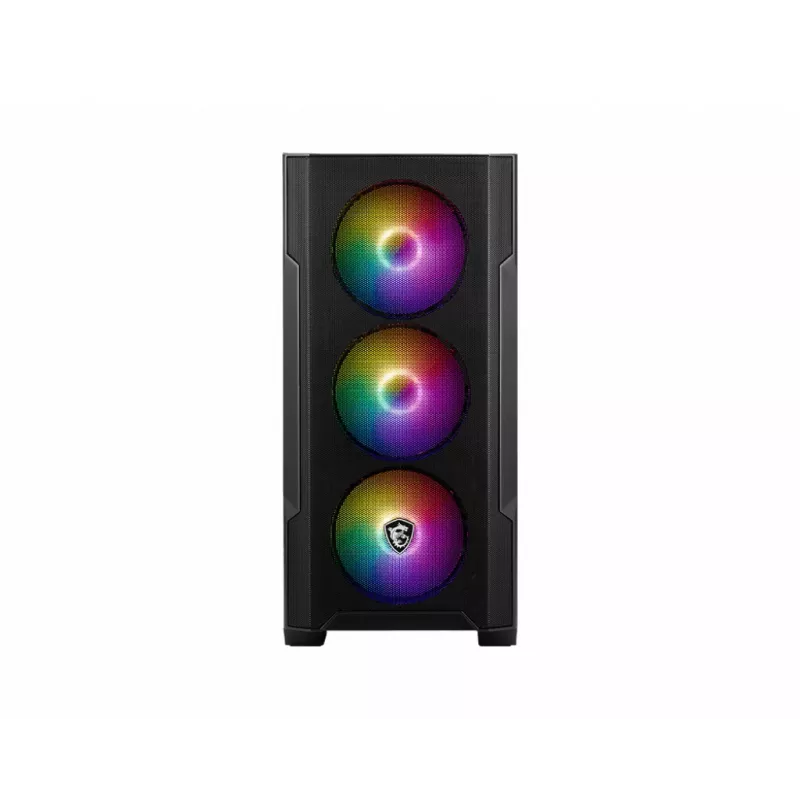 Obudowa PC MSI MAG FORGE M100A Micro Tower Czarna z hartowanym szkłem, 3x120mm przednie wentylatory, RGB, microATX/Mini‑ITX