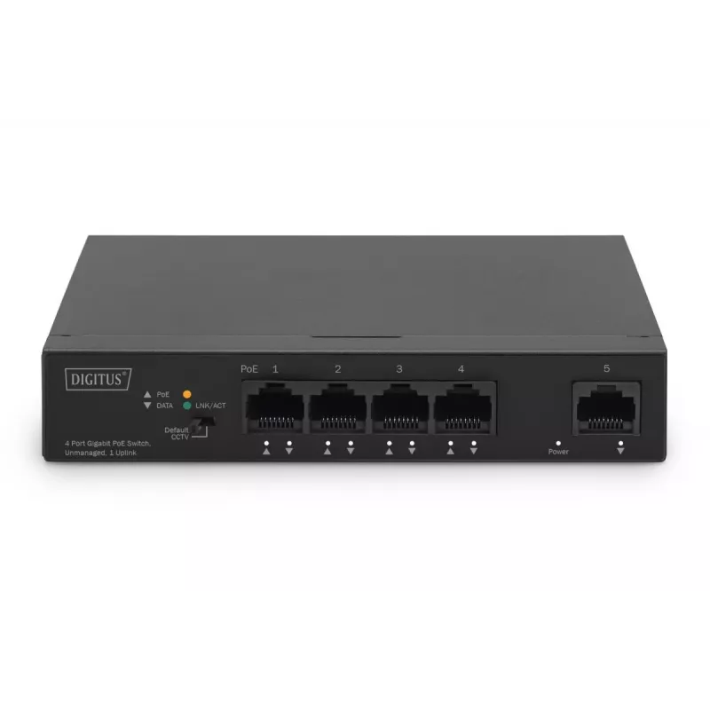 DIGITUS przełącznik PoE 4+1 portów Ethernet niezarządzalny 4 porty PoE,