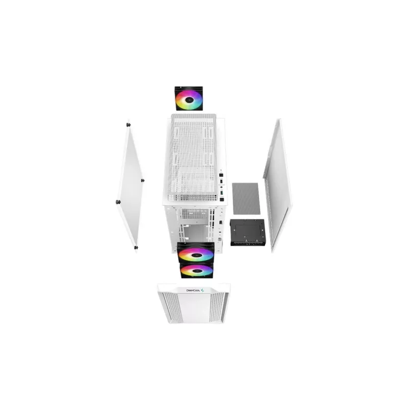 Obudowa PC DeepCool CC360 WH ARGB Mini Tower Biała — Micro‑ATX/Mini‑ITX, szkło hartowane, 2x 3,5 cala + 3x 2,5 cala, 2x przednie wentylatory 120 mm