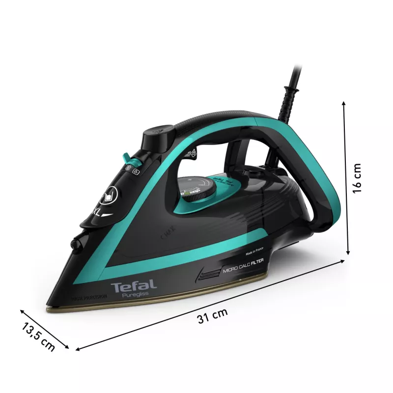 Tefal Puregliss FV8066 Żelazko parowe i suche Durilium AirGlide Autoclean 3000 W Czarno-niebieskie