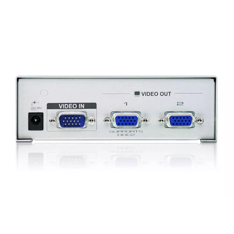 ATEN 2-Port VGA Video Splitter (350 MHz), VGA, 2x VGA, 1920 x 1440 pixels, srebrny, Metal, 30 m