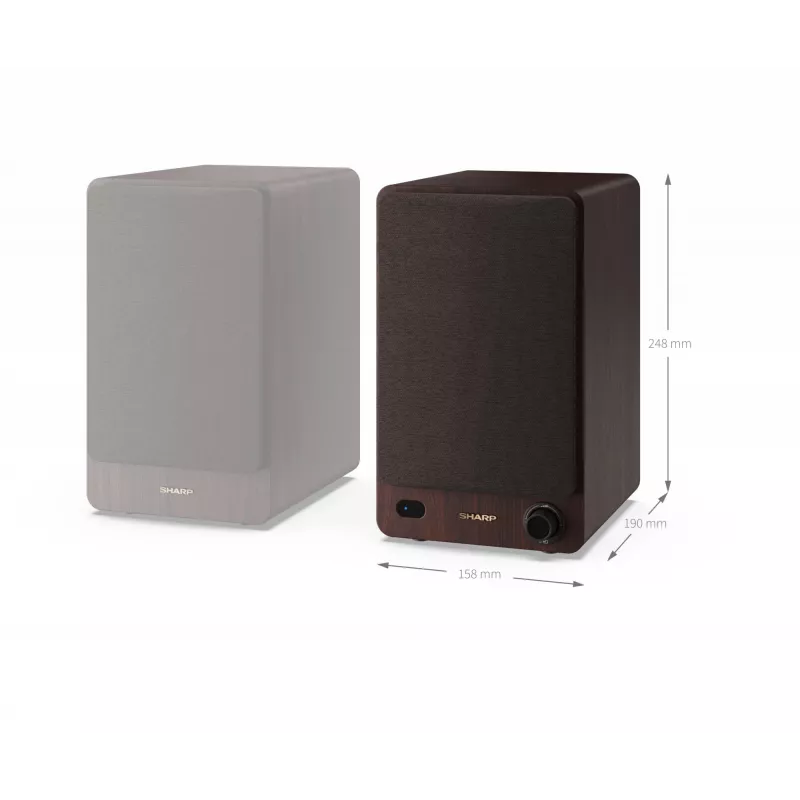 Sharp BOOKSHELF SPEAKERS 2-drożne brązowe przewodowe i bezprzewodowe 60 W