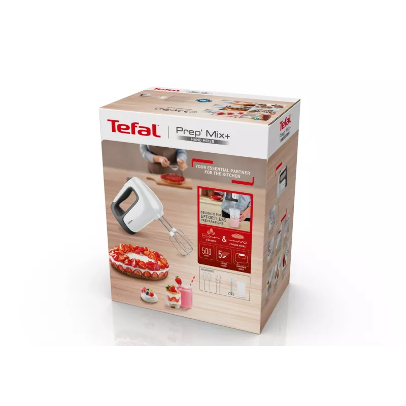 Mikser ręczny Tefal Prep'Mix HT4621 — 500 W, 5 prędkości, metalowe trzepaczki, biały