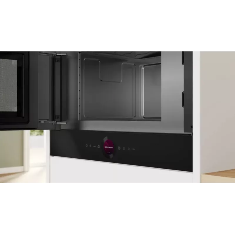 Kuchenka mikrofalowa do zabudowy Bosch Serie 8 BFL7221B1 — 900 W, 21 l, sterowanie dotykowe, czarna