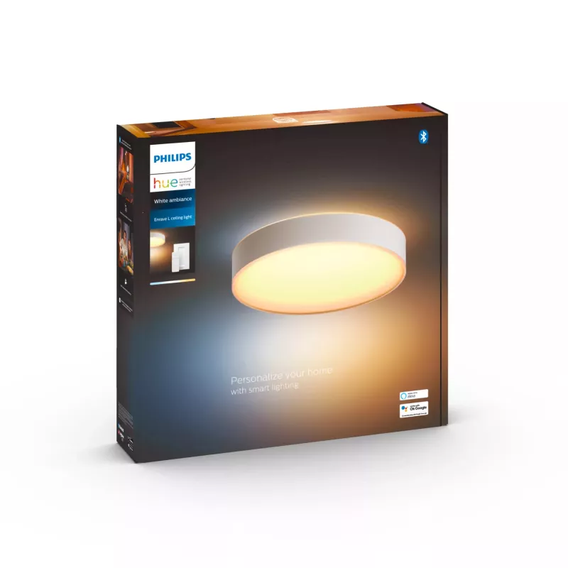 Philips Hue biały ambience Enrave duża lampa sufitowa, Inteligentna lampa sufitowa, Bluetooth, Biały, LED, Metal, Niewymienna żarówka(i)