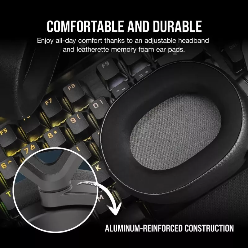 Słuchawki gamingowe CORSAIR HS65 - Bezprzewodowe - Carbon