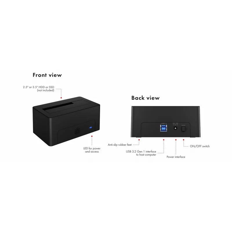 ICY BOX IB-1121-U3 USB 3.2 Gen 1 (3.1 Gen 1) Type-A Czarny
